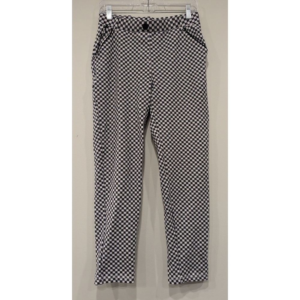 Betabrand Straight Leg Dress Yoga Pants in Catstooth Cat Print Size Medium